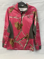 RealTree Camo Jacket Women’s Pullover 1/4 Zip Long Sleeve Pink Size L