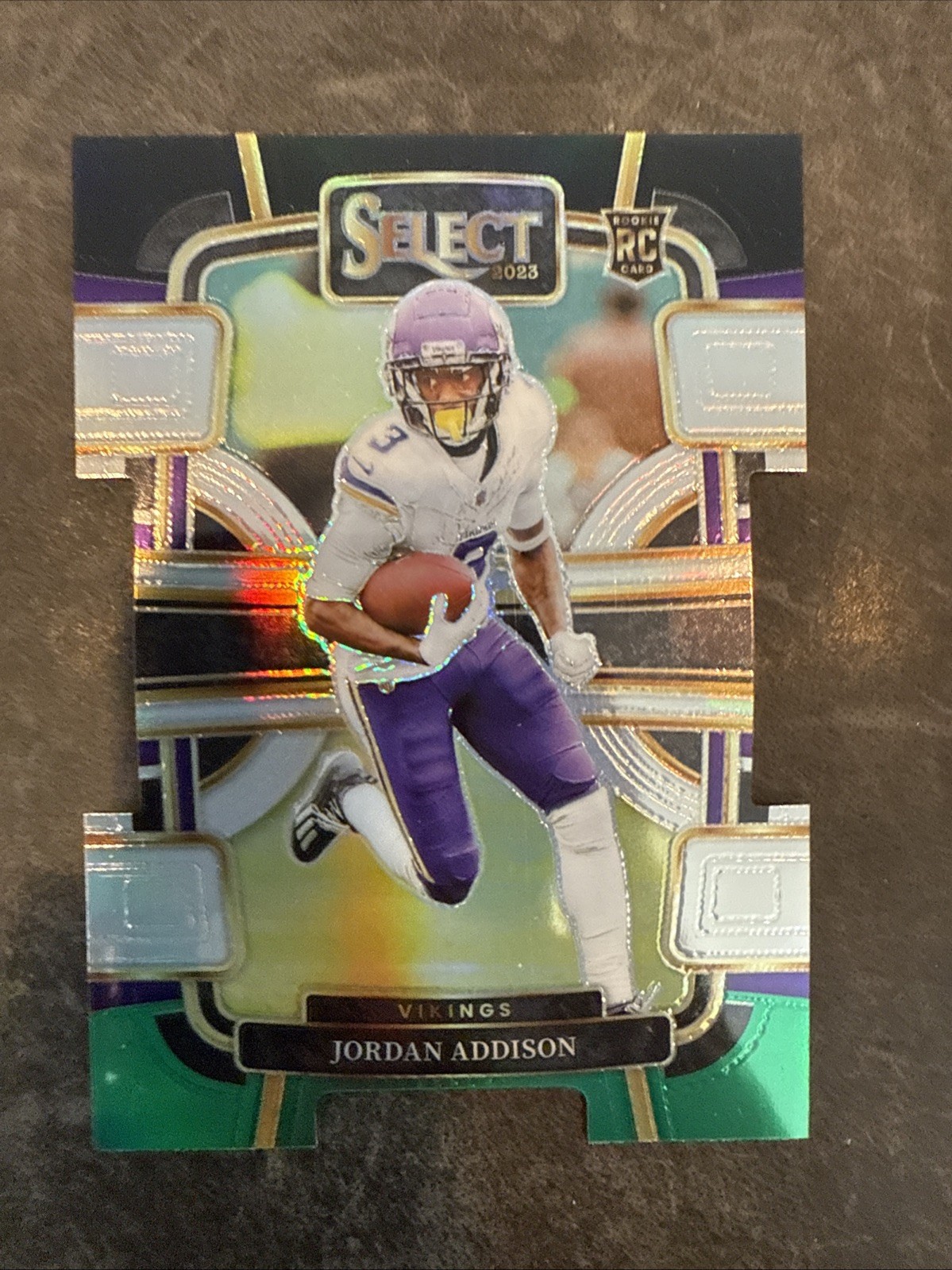 2023 Panini Select - Concourse Jordan Addison #66 Black & Green Prizm Die-Cut...