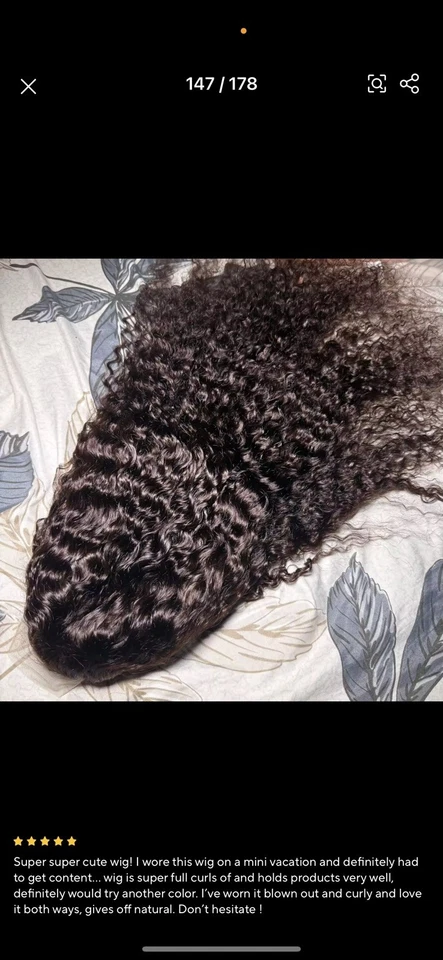 Peluca rizada frontal de encaje 32 pulgadas 13x4 100 % cabello humano brasileño Foto 4 de 4