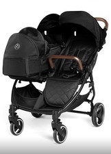 Ickle Bubba Venus Max Double Stroller Pushchair In Black/Tan - Excellent