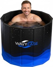 WAVYEASE Portable Bath Tub 80x66cm Foldable Cold Plunge Ice Bath Black #0565