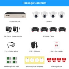 Wired Security Cameras System 5MP Lite 8Channel HD-TVI DVR Recorder 4Pcs 2MP Sur