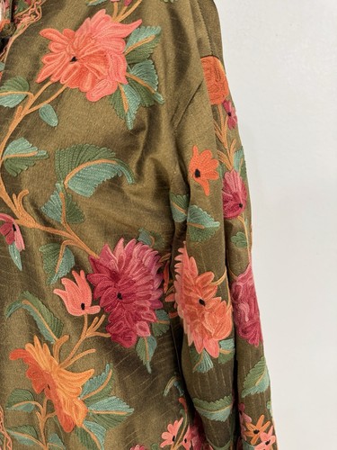 Vintage Fully Hand Embroidered Silk Coat Jacket Fits S/Small M - Picture 12 of 17