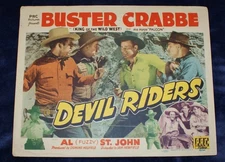 Original Lobby Card 1943 Devil Riders Buster Crabbe Fuzzy St. John 11" x 14"