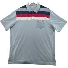 Nike Golf Dri-Fit Tour Performance Men's Size XL Blue Stretch S/S Polo Shirt