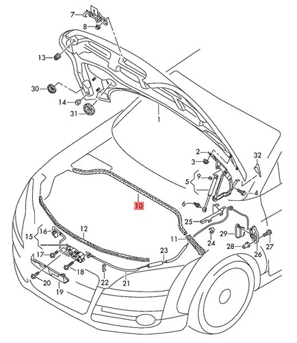 Genuine Seal For Water Box AUDI Audi Ttrs Coupe Roadster Tt Tts 8J0823723B