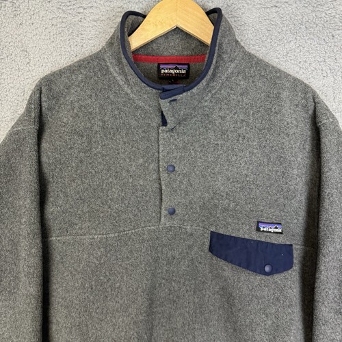 PATAGONIA Synchilla Sweater Mens L Grey Snap-T Pocket Fleece Pullover - Picture 2 of 9