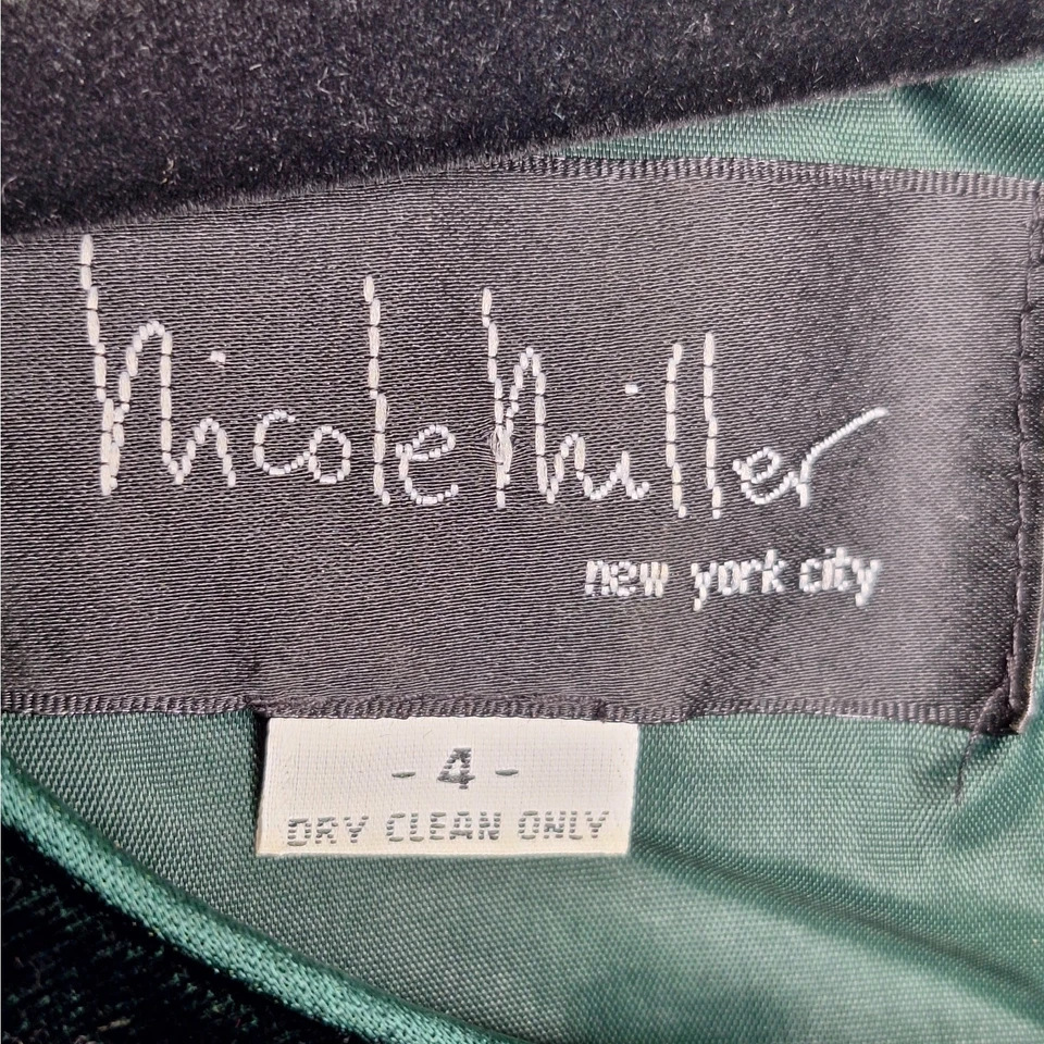 VTG 90s Nicole Miller NYC Emerald Velvet Babydoll Dress 4 Square Neck Holiday - Image 4 of 4