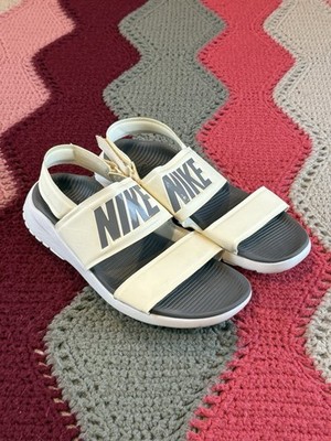 Nike Women's Tanjun Sandals Gray/ Off White Hook&Loop Comfort Womens 9