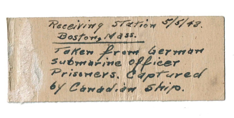 1943 Unique WW II Item, CAPTURED GERMAN SUBMARINE OFFICER, Canadian Ship