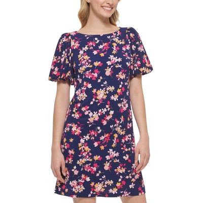 Jessica Howard Womens Blue Floral Print  Shift Dress 16 BHFO 7750
