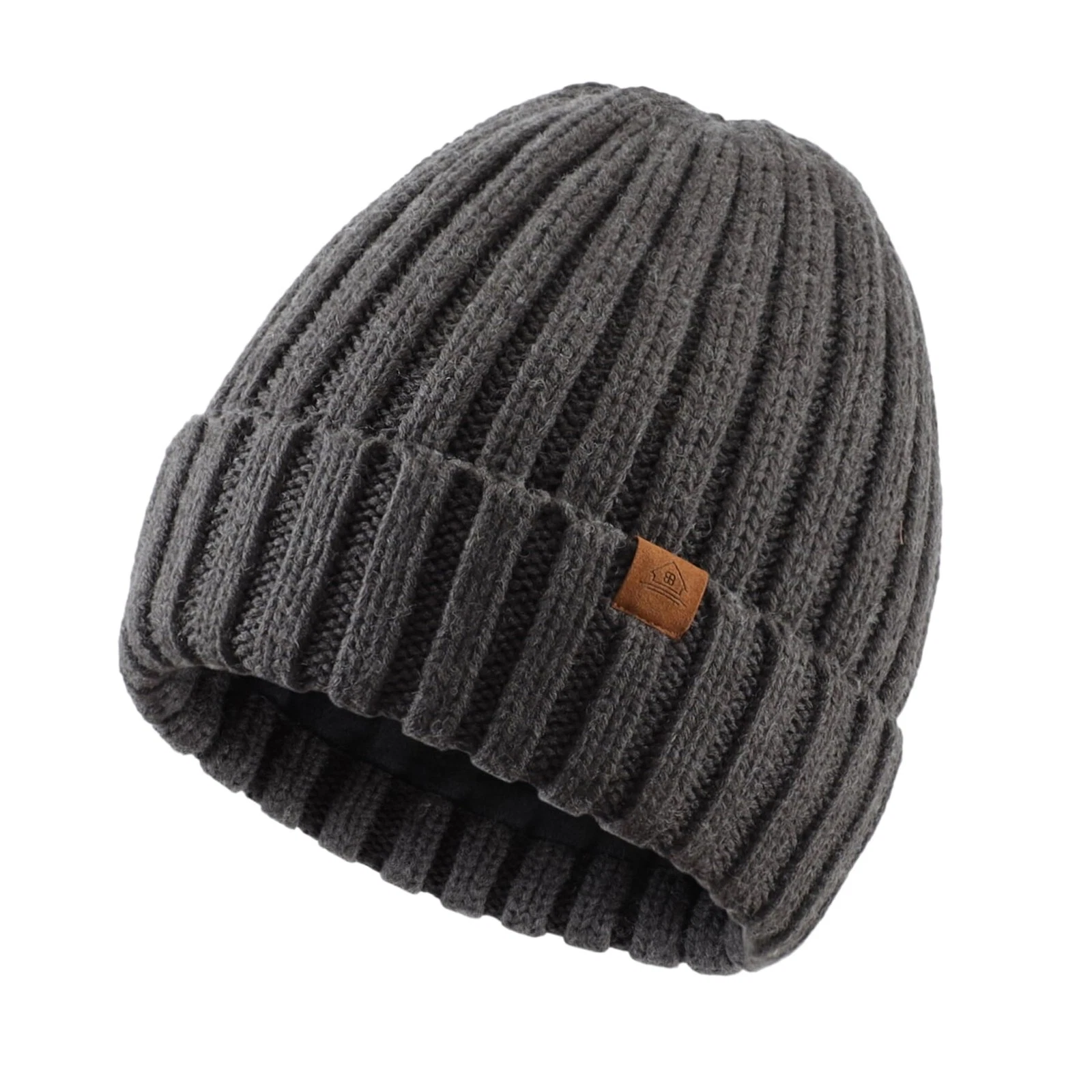 Mens Winter Hat Fleece Knit Beanie Hat Warm Stocking Caps Men Women (Heather ...
