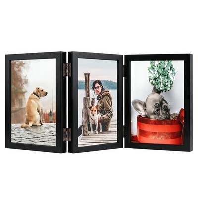 TOFOREVO 4x6 3 Picture Frame Triple Wooden Hinged Photo Frame Definition Glass S