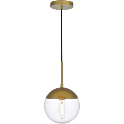 Living District LD6031BR Eclipse 1 Light 8 inch Brass Pendant Ceiling Light