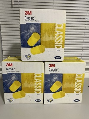 3M 312-1201 E-A-R Disposable Yellow Foam Ear Plugs 3 Box of 200 Pairs = 600