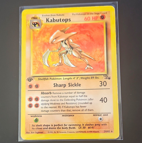 Pokemon TCG Kabutops Fossil 9/62 1st Edition Non-Holo Rare 60 HP EN 1999