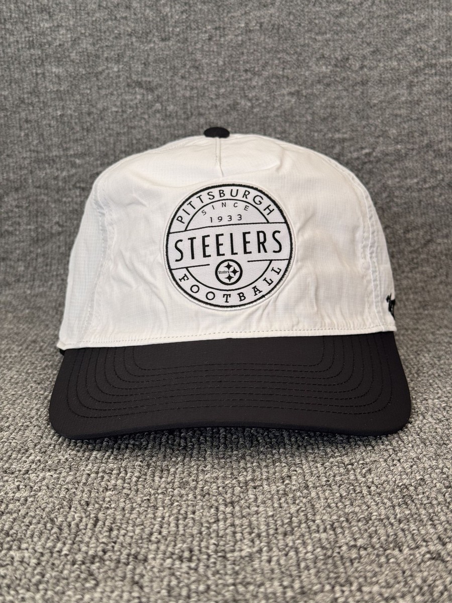 '47 Brand Pittsburgh Steelers Snapback Hat White Black Ripstop One Size NFL