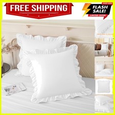 2 Pack Ruffle Pillow Cases 26x26 Inches, White  Square Ruffled Pillow Covers...