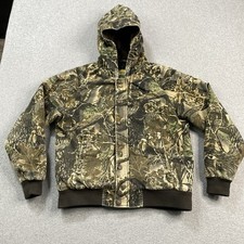 Cabelas Jacket Youth Large Seclusion 3D Camo Quilted Fleece Hooded Zip Snap Boys