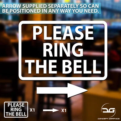 CONCEPT GRAPHICS Please Ring The Bell Doorbell Business Home Front Door Window Vinyl Sticker Sign