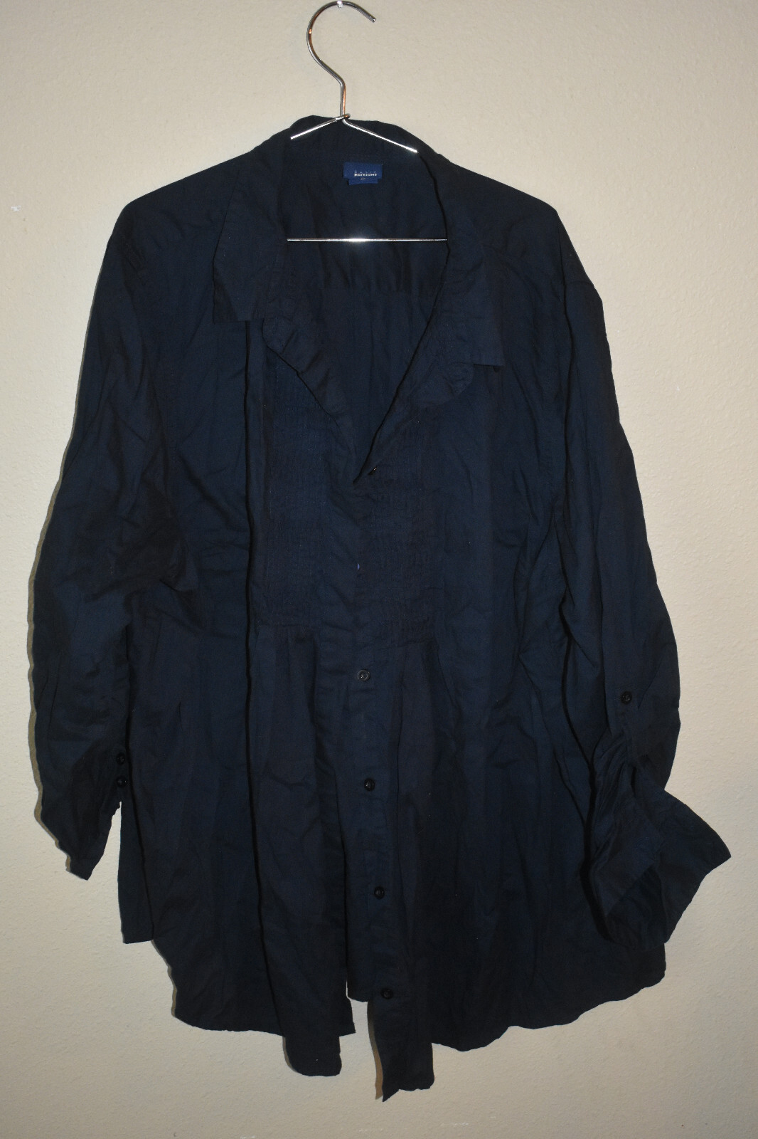 BASIC EDITIONS Plus Size 3x Dark Blue Button Down… - image 1