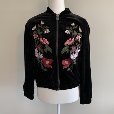 floral embroidery bomber jacket