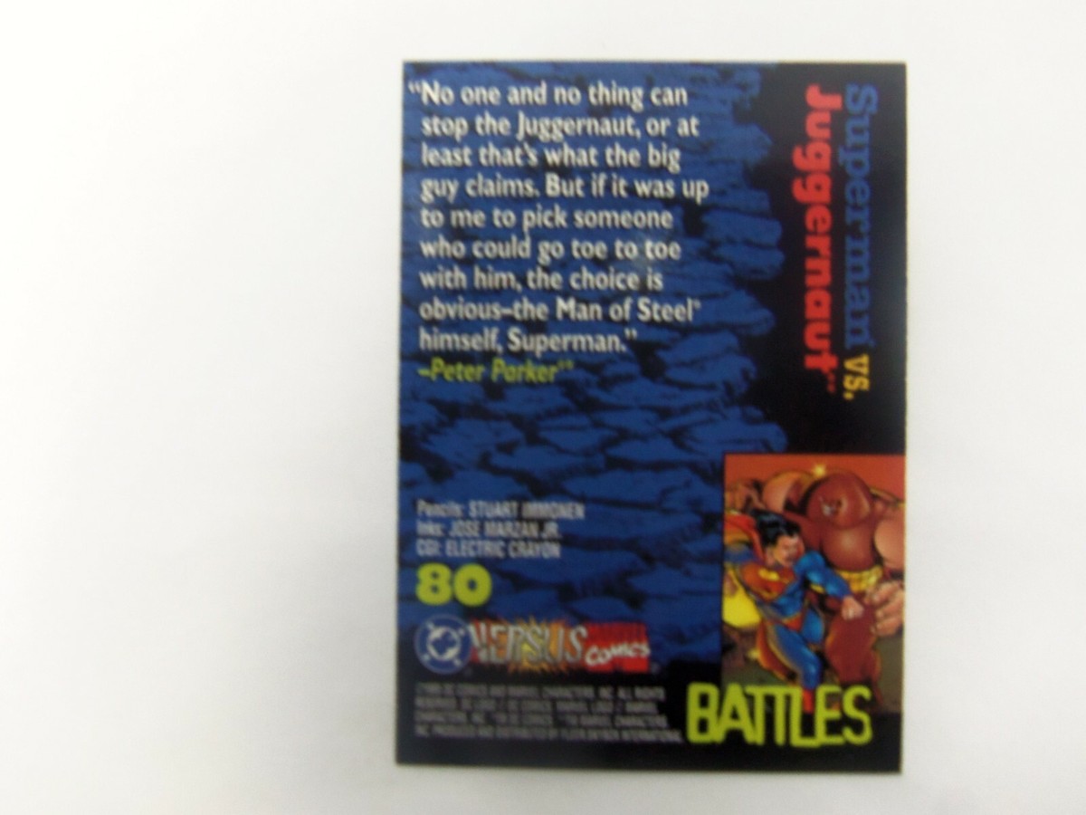 1995 Marvel Versus DC Comic Trading Card Superman vs Juggernaut