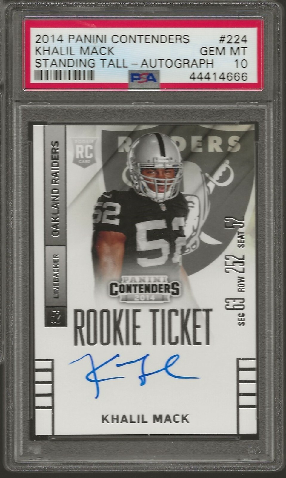 Khalil Mack Panini Contenders #224 Autograph