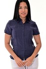 Damen 100 % weiches Leinen MARINEBLAU Guayabera traditionelle (4) Taschen Bluse - LLGB3008