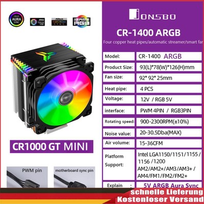 JONSBO 92mm Cooling Fan 4 Heat Pipes CPU Radiator CPU Tower Cooler for AMD/Intel