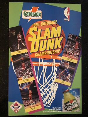 MICHAEL JORDAN 1991 GATORADE SLAM DUNK CONTEST POSTER (1) 11 X 17 DISPLAY NICE