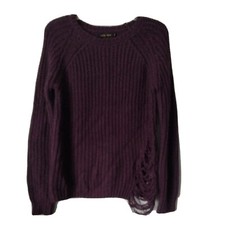Love Tree Womans Sweater Size S Purple Distre...