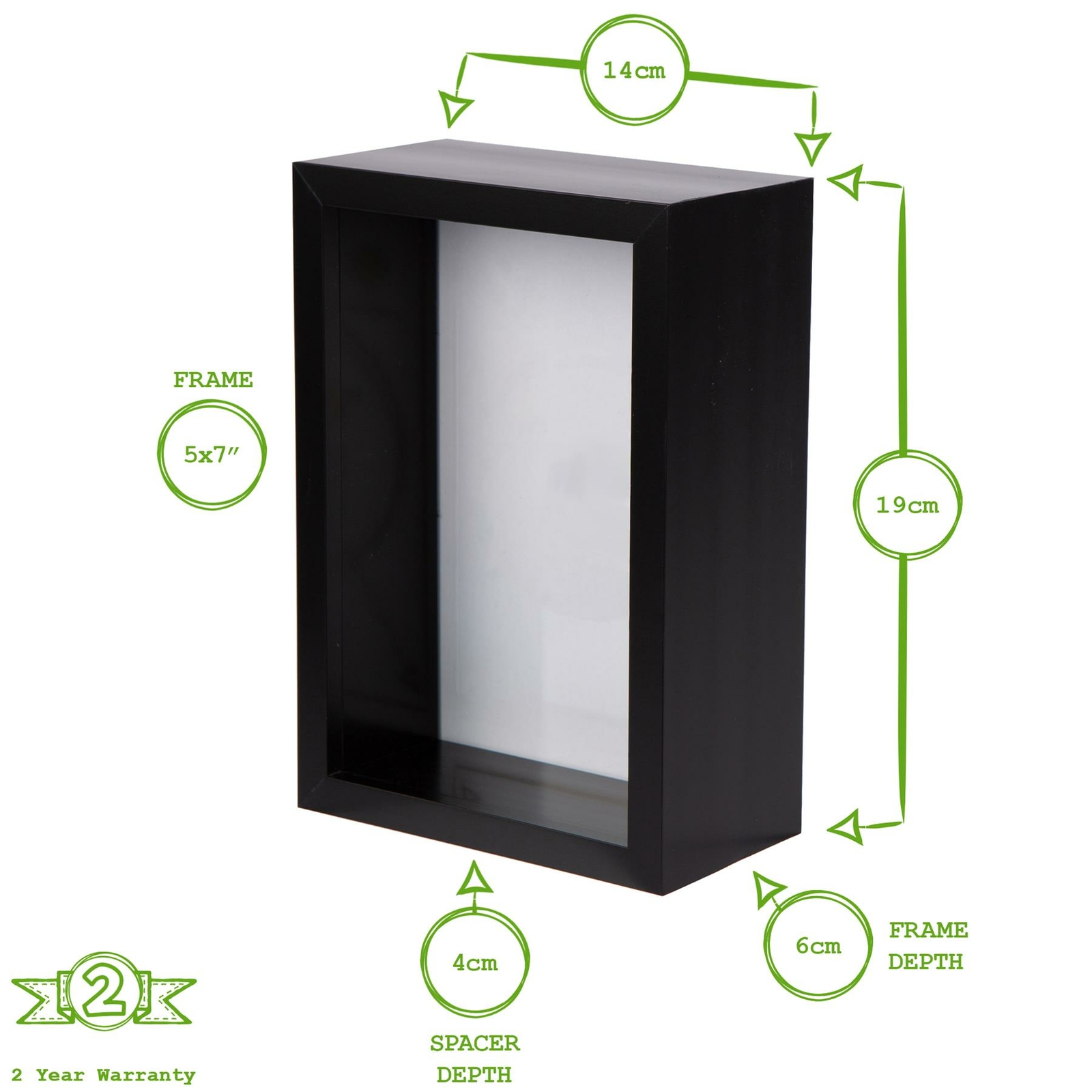 Black 5" x 7" 3D Deep Box Photo Frame Standing Hanging Craft Shadow ...
