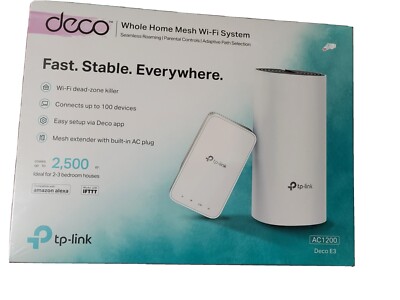 TP-Link Deco E3 (2-pack) AC1200 Whole Home Mesh Wi-Fi System - Up To 2,500 SF