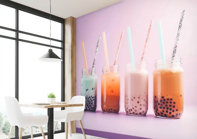 3D Pearl Tea G105 Bubble Tea Milk Tea Shop Wallpaper Wall Murals Self-adhesive