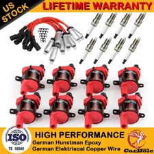 Set of 8 Round Ignition Coil Pack UF262 with Spark Plug and Wire For Chevy GMC