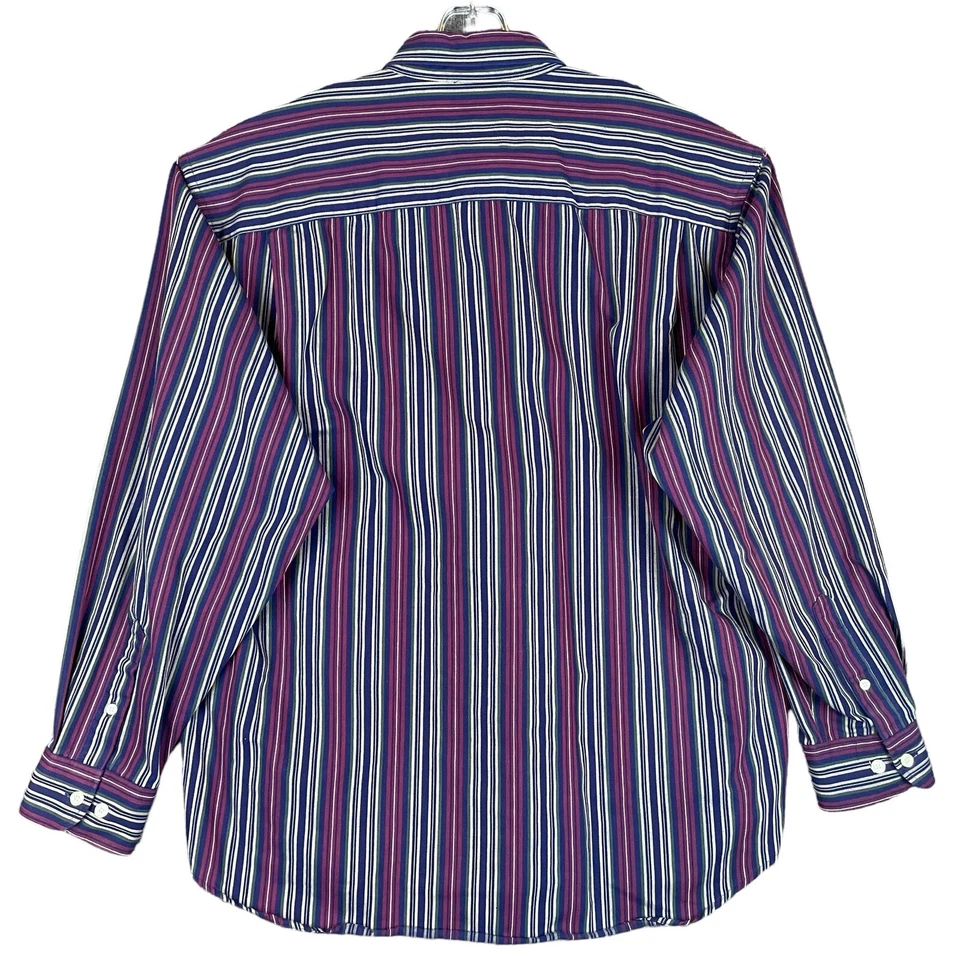 Винтажная мужская рубашка Docker's без складок L 100% полосатый хлопок на пуговицах - Изображение 2 из 4