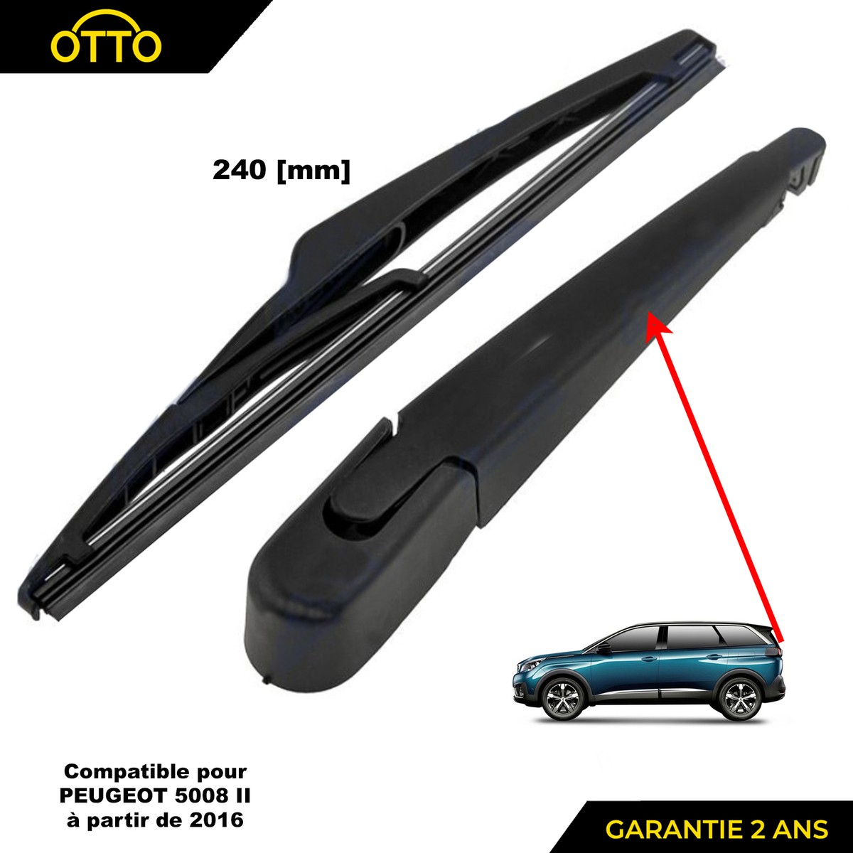 Citroen C4 Berline après 11/09 Bras d essuie glace arrière Balai 350mm Essuie-gl