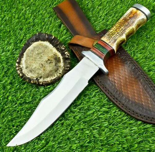 11" Custom Handmade D2 Steel Blade Hunting Knife, Bowie Knife W/Sheath EX-3865 - Afbeelding 1 van 10