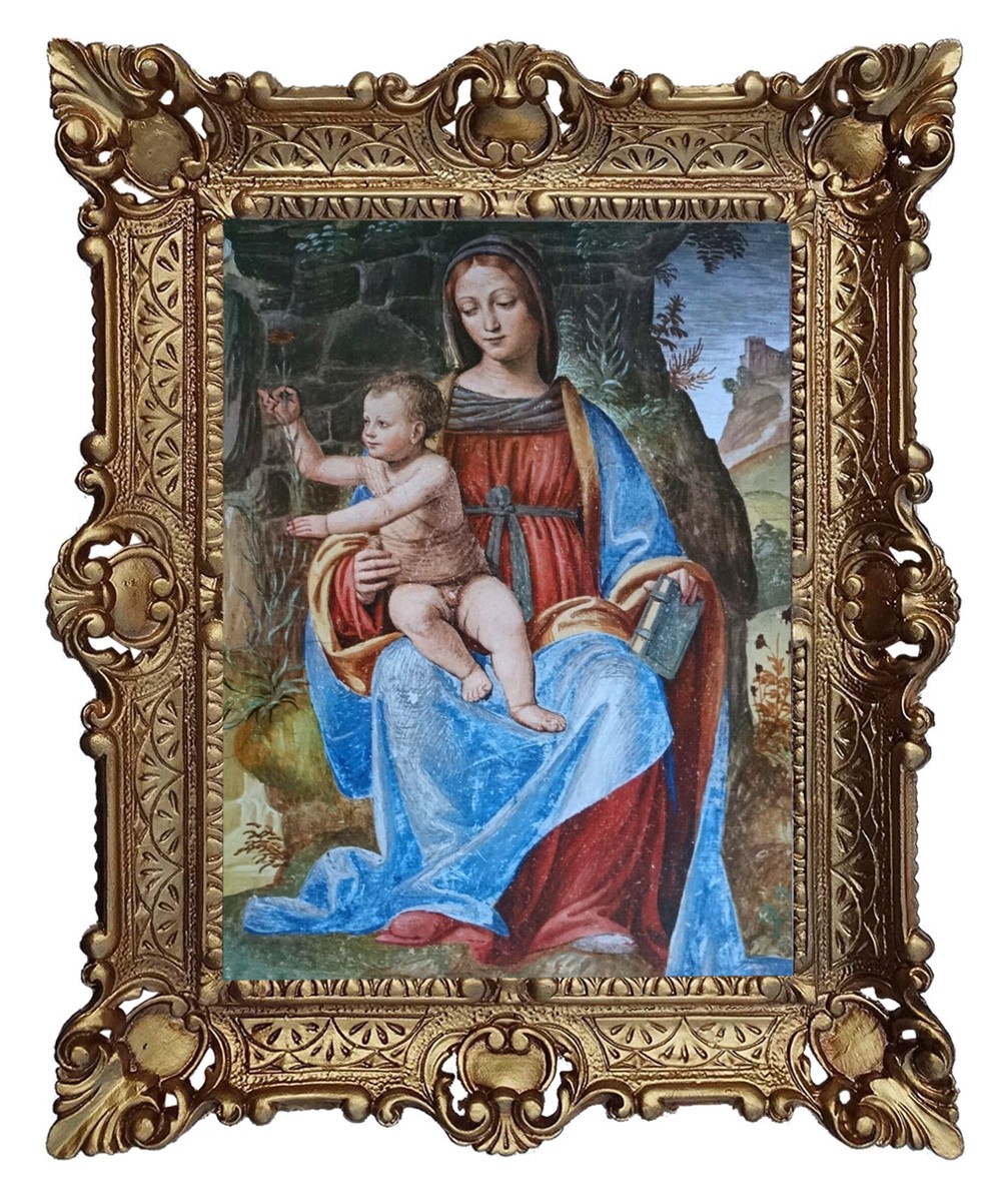 Tableau Religieux Icône Jésus Marie - Avec Cadre - 56x46 Cm - Fabriqué En Italie
