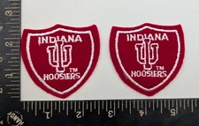 2 Embroidered Indiana Hoosiers Sports Red Shield Crest Iron-On Patch approx 2.5"