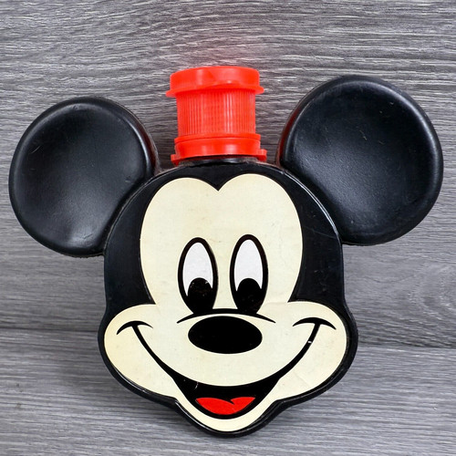Disney Mickey Vintage Canteen Water Bottle Container 5"H Kid's Retro Canteen
