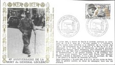 G031+FDC ENVELOPPE1erJOUR  40° ANNIVERSAIRE DE LA MORT GENERAL LECLERC  ANTONY