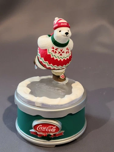Vintage Coca Cola Musical Collection Ice Skating Polar Bear Music Box NEW