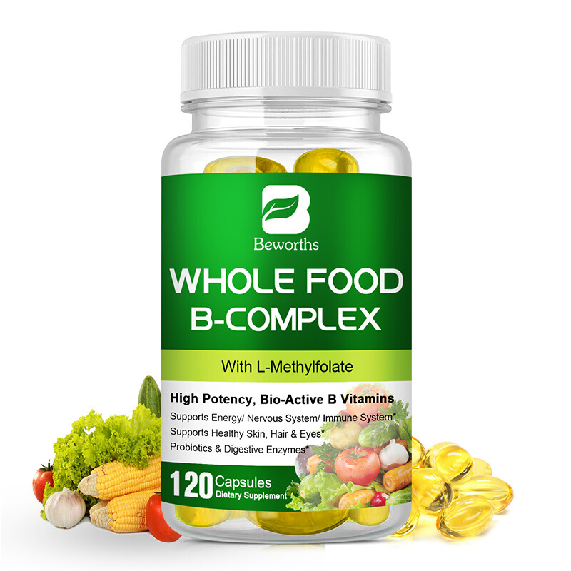 Vitamin B Complex Whole Food Supplement 120 Capsules Immune