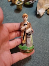 Vintage Limoges Peint Main Golfer Trinket Box
