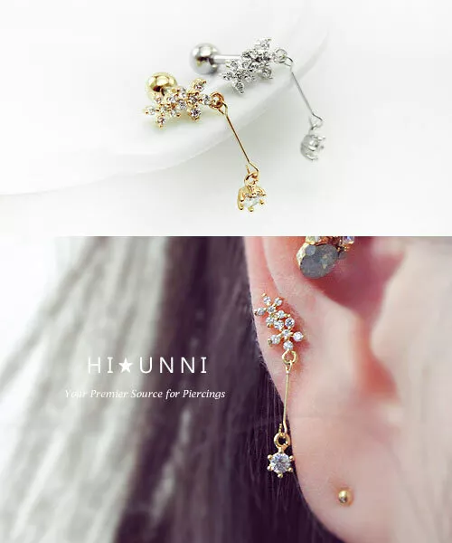 Flower Tragus Piercing Helix Piercing Cartilage Piercing 