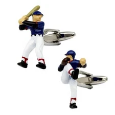 BASEBALL PLAYER CUFFLINKS Hitter Catcher Pitcher Sports NEW w GIFT BAG Asymetric