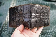 Black Alligator Crocodile Print Leather Skin Men's Bifold Wallet F27
