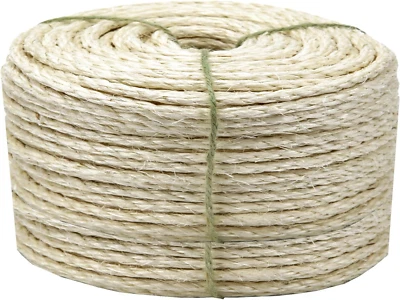 JUOMID White Sisal Rope 3Mm by 164-Feet for Cat Scratching Post Tree Tower Replacement